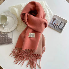 Fashion Solid Cashmere Warm Scarf New Design Pashmina Winter Double Side Diffrent Color Shawl Wraps Bufanda with Tassel Blanket - SHOWLU FASHION STORE