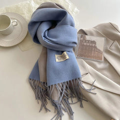 Fashion Solid Cashmere Warm Scarf New Design Pashmina Winter Double Side Diffrent Color Shawl Wraps Bufanda with Tassel Blanket - SHOWLU FASHION STORE