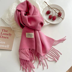 Fashion Solid Cashmere Warm Scarf New Design Pashmina Winter Double Side Diffrent Color Shawl Wraps Bufanda with Tassel Blanket - SHOWLU FASHION STORE