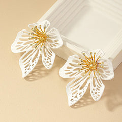 Fashionable Exaggerated Luxury White Flower Earrings for Women Jewelry Accessories Ball Party Dress Dangle Earrings - SHOWLU FASHION STORE