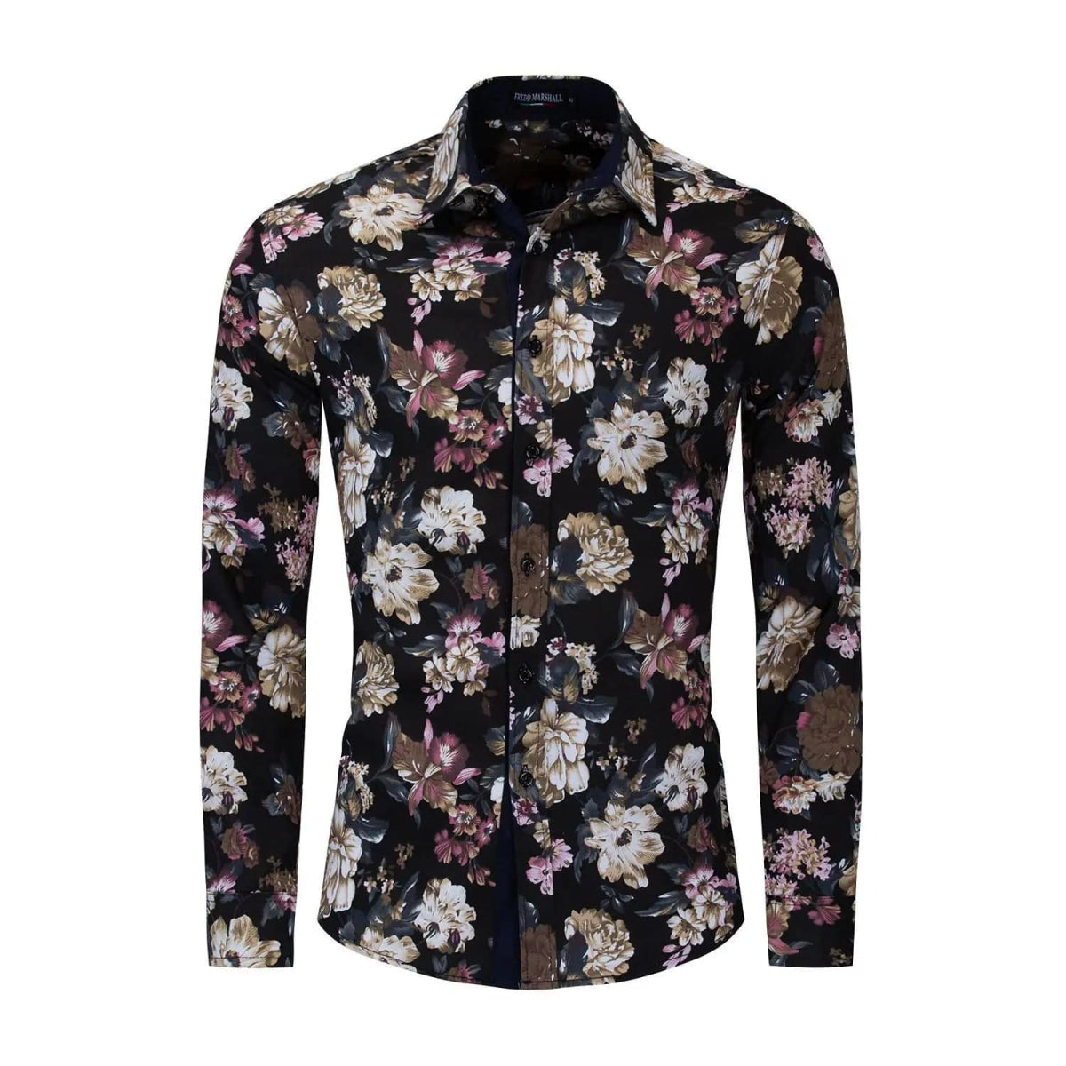 Fashionable Men's Shirt Lapel Buttons Gold Pattern 3D Printed Casual Long Sleeve Shirt Fashionable Men's Shirt - SHOWLU FASHION STORE