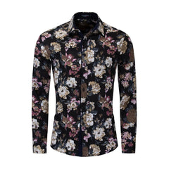 Fashionable Men's Shirt Lapel Buttons Gold Pattern 3D Printed Casual Long Sleeve Shirt Fashionable Men's Shirt - SHOWLU FASHION STORE