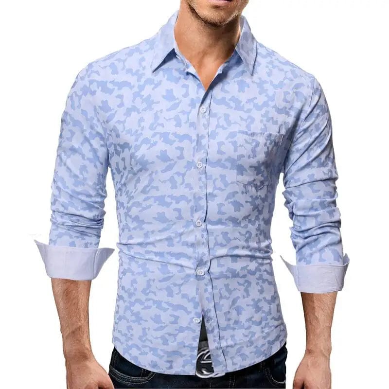 Fashionable Men's Shirt Lapel Buttons Gold Pattern 3D Printed Casual Long Sleeve Shirt Fashionable Men's Shirt - SHOWLU FASHION STORE