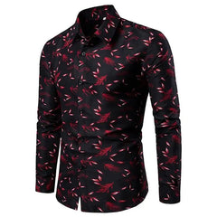 Fashionable Men's Shirt Lapel Buttons Gold Pattern 3D Printed Casual Long Sleeve Shirt Fashionable Men's Shirt - SHOWLU FASHION STORE