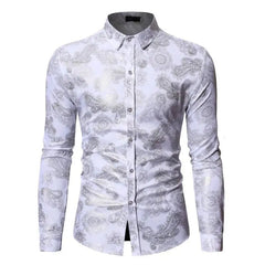 Fashionable Men's Shirt Lapel Buttons Gold Pattern 3D Printed Casual Long Sleeve Shirt Fashionable Men's Shirt - SHOWLU FASHION STORE