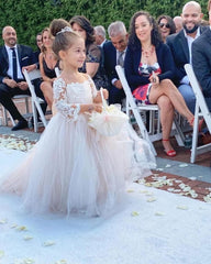 FATAPAESE 2 - 14 Years Lace Tulle Flower Girls Dress Princess for Kid Child Wedding Party Juniorbridesmaid Maxi Ball Gown Evening - SHOWLU FASHION STORE