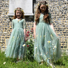 FATAPAESE 2 - 14 Years Lace Tulle Flower Girls Dress Princess for Kid Child Wedding Party Juniorbridesmaid Maxi Ball Gown Evening - SHOWLU FASHION STORE