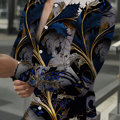 Men's Retro Floral Patterns Print Long Sleeve Shirt For Spring And Fall, Casual Comfy Shirt As Gift SHOWLU FASHION STORE