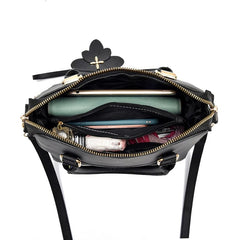 Floral Detail Shoulder Bag, Trendy Zipper Handbag For Work, Casual Crossbody Bag, Women's Floral Decor Purse - SHOWLU FASHION STORE