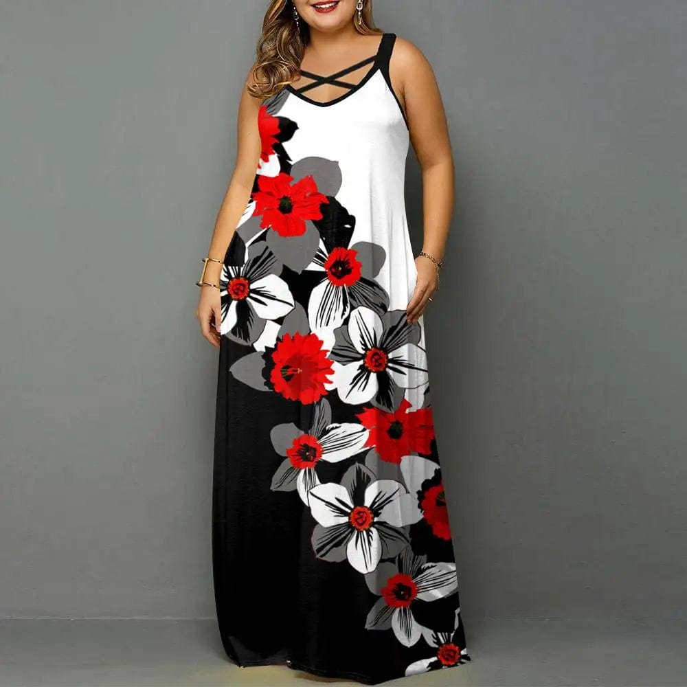 Floral Plus Size Camisole Dress - SHOWLU FASHION STORE