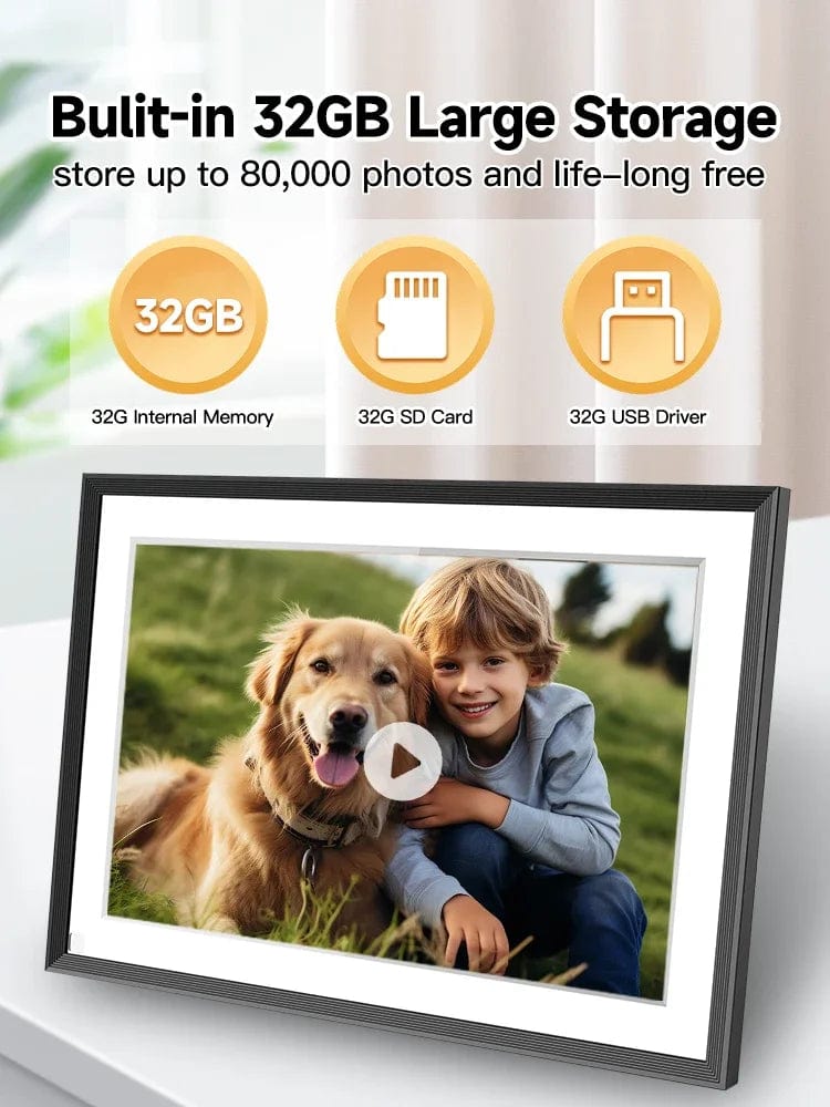 Frameo 10.1 Inch WiFi Digital Picture Frame，1280 * 800IPS HD Cloud Smart Digital Photo Frame,32GB Storage, Wall Mountable, Auto - SHOWLU FASHION STORE