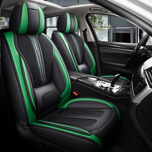 Full Set Car Seat Covers, Sport Style, Universal Fit, Full Coverage, Breathable Mesh, Lumbar Support, Trendy Automotive Seat Protector, All - Season - SHOWLU FASHION STORE