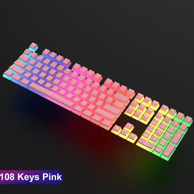 Game Translucent OEM Keycap for Mechanical Keyboards Diy Keycap Pink Double Shot PBT Black Full 104/108 Key Set Pudding Keycaps - SHOWLU FASHION STORE