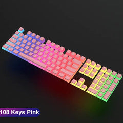 Game Translucent OEM Keycap for Mechanical Keyboards Diy Keycap Pink Double Shot PBT Black Full 104/108 Key Set Pudding Keycaps - SHOWLU FASHION STORE