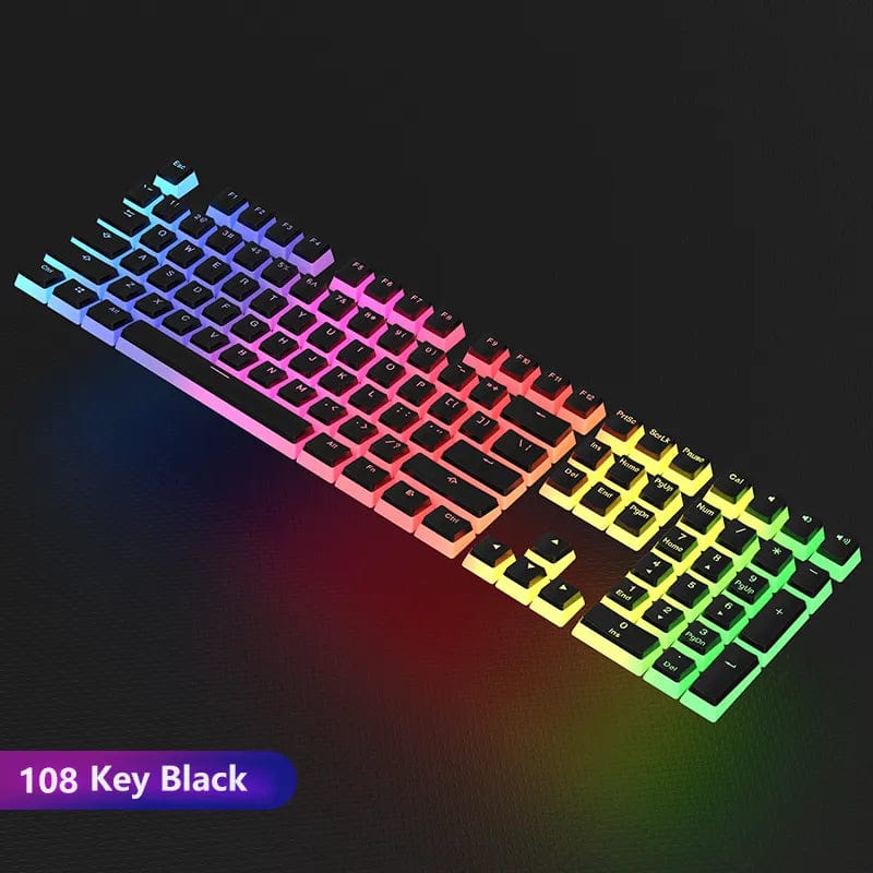Game Translucent OEM Keycap for Mechanical Keyboards Diy Keycap Pink Double Shot PBT Black Full 104/108 Key Set Pudding Keycaps - SHOWLU FASHION STORE