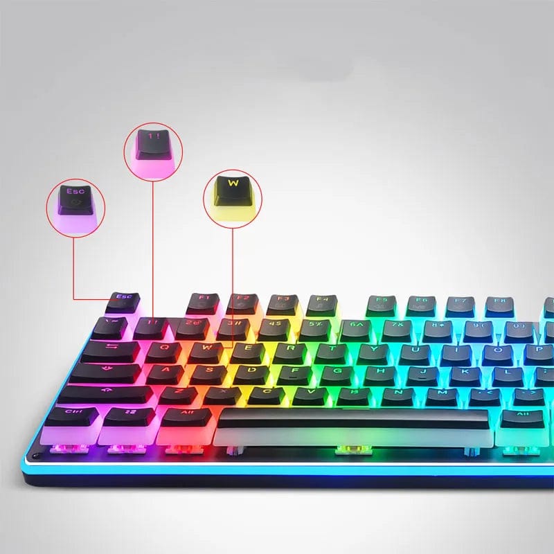 Game Translucent OEM Keycap for Mechanical Keyboards Diy Keycap Pink Double Shot PBT Black Full 104/108 Key Set Pudding Keycaps - SHOWLU FASHION STORE