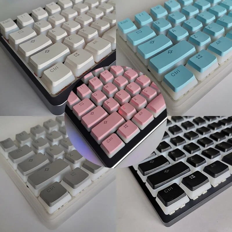 Game Translucent OEM Keycap for Mechanical Keyboards Diy Keycap Pink Double Shot PBT Black Full 104/108 Key Set Pudding Keycaps - SHOWLU FASHION STORE