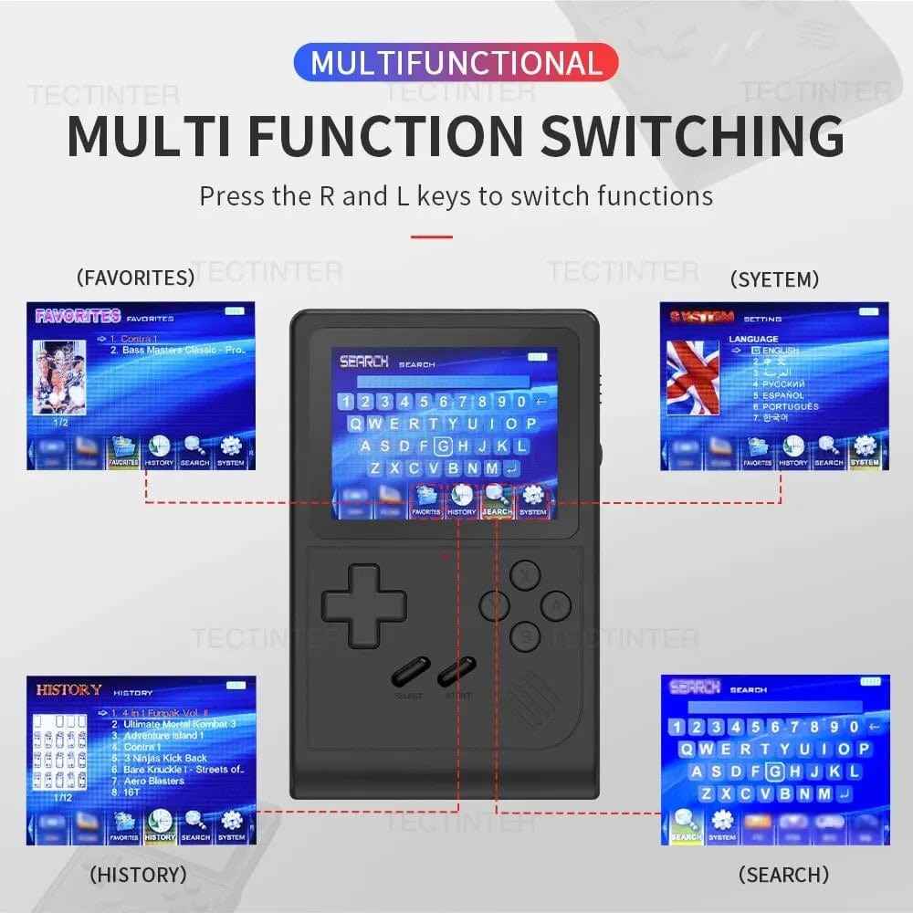 GB300 3.0 Inch Screen Handheld Game Console Player Video Game Console Built - in 6000 Game For SF/SFC/GB/GBA Support AV Output - SHOWLU FASHION STORE