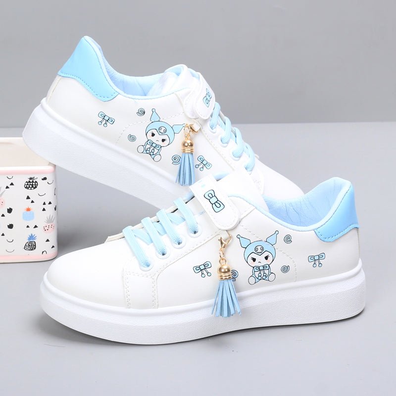 Girls' Shoes 2024 Spring New Arrival Girls Low Ankle Sports Board Shoes Kids Flat Magic Stick Students White Shoes - SHOWLU FASHION STORE