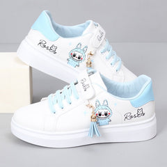 Girls' Shoes 2024 Spring New Arrival Girls Low Ankle Sports Board Shoes Kids Flat Magic Stick Students White Shoes - SHOWLU FASHION STORE