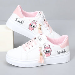 Girls' Shoes 2024 Spring New Arrival Girls Low Ankle Sports Board Shoes Kids Flat Magic Stick Students White Shoes - SHOWLU FASHION STORE