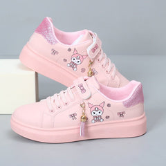 Girls' Shoes 2024 Spring New Arrival Girls Low Ankle Sports Board Shoes Kids Flat Magic Stick Students White Shoes - SHOWLU FASHION STORE