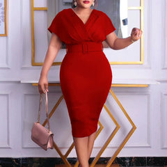 Glamaker Sexy Deep V Neck Bodycon Dress Party Club Hollow - SHOWLU FASHION STORE