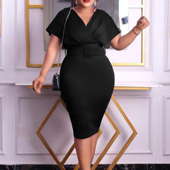 Glamaker Sexy Deep V Neck Bodycon Dress Party Club Hollow - SHOWLU FASHION STORE