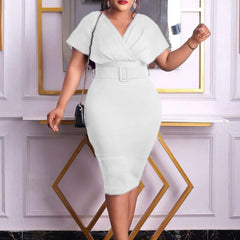 Glamaker Sexy Deep V Neck Bodycon Dress Party Club Hollow - SHOWLU FASHION STORE