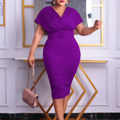 Glamaker Sexy Deep V Neck Bodycon Dress Party Club Hollow - SHOWLU FASHION STORE