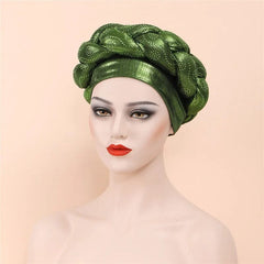 Glitter Diamonds Braids African Autogele Headtie Women Turban Cap Female Head Wraps - SHOWLU FASHION STORE