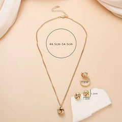 Gold - Color Ball Shape Jewelry Sets Copper Trendy Fashion Style Adjustable Chain Rings Necklace For Woman On Party Wedding - SHOWLU FASHION STORE