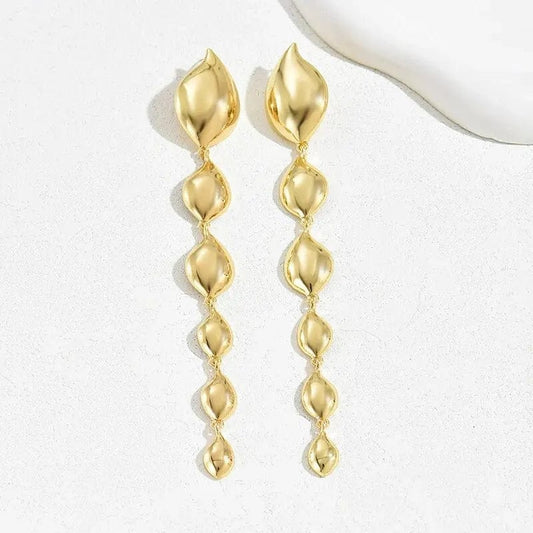 Gold Color Geometric Long Tassel Drop Earring For Women Vintage Silver Color Option Statement Earrings Party Evening Jewelry - SHOWLU FASHION STORE