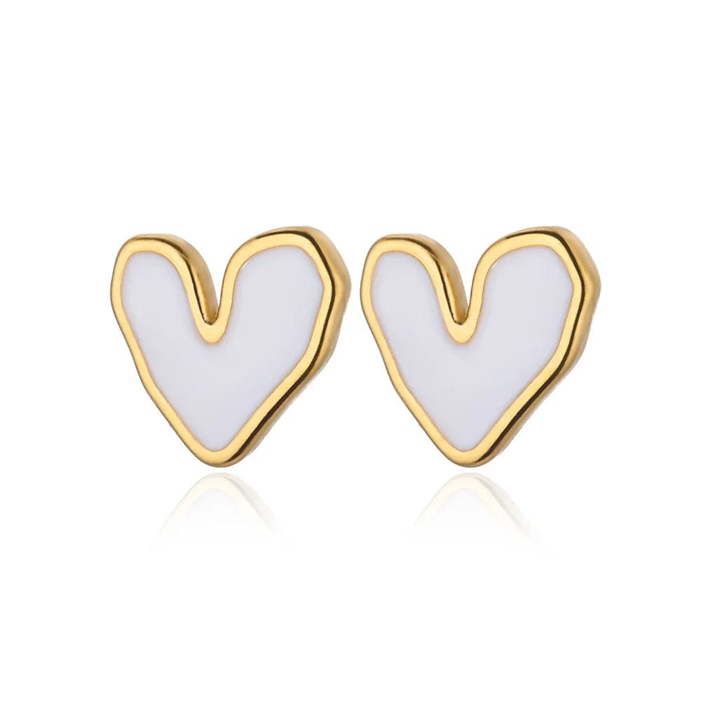 Gold Color Stainless Steel Heart Shaped Set Zircon Stud Earrings for Women Delicate Hoops Earring Wedding Party Jewelry Gifts - SHOWLU FASHION STORE