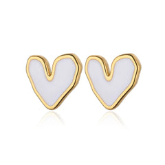 Gold Color Stainless Steel Heart Shaped Set Zircon Stud Earrings for Women Delicate Hoops Earring Wedding Party Jewelry Gifts - SHOWLU FASHION STORE