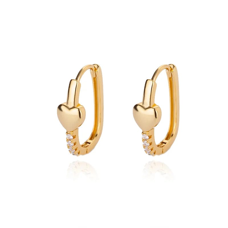 Gold Color Stainless Steel Heart Shaped Set Zircon Stud Earrings for Women Delicate Hoops Earring Wedding Party Jewelry Gifts - SHOWLU FASHION STORE