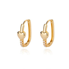 Gold Color Stainless Steel Heart Shaped Set Zircon Stud Earrings for Women Delicate Hoops Earring Wedding Party Jewelry Gifts - SHOWLU FASHION STORE
