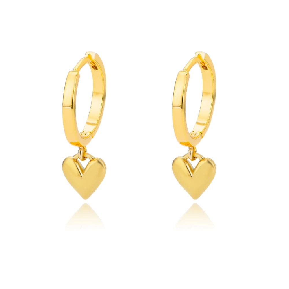 Gold Color Stainless Steel Heart Shaped Set Zircon Stud Earrings for Women Delicate Hoops Earring Wedding Party Jewelry Gifts - SHOWLU FASHION STORE