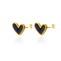 Gold Color Stainless Steel Heart Shaped Set Zircon Stud Earrings for Women Delicate Hoops Earring Wedding Party Jewelry Gifts - SHOWLU FASHION STORE