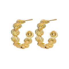 Gold Color Stainless Steel Heart Shaped Set Zircon Stud Earrings for Women Delicate Hoops Earring Wedding Party Jewelry Gifts - SHOWLU FASHION STORE