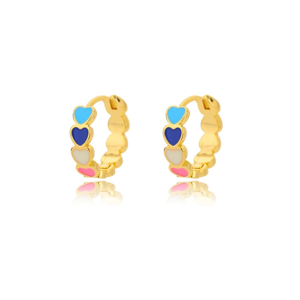 Gold Color Stainless Steel Heart Shaped Set Zircon Stud Earrings for Women Delicate Hoops Earring Wedding Party Jewelry Gifts - SHOWLU FASHION STORE