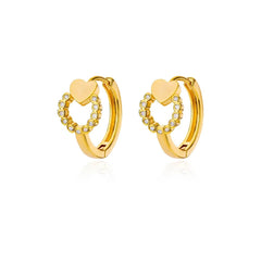 Gold Color Stainless Steel Heart Shaped Set Zircon Stud Earrings for Women Delicate Hoops Earring Wedding Party Jewelry Gifts - SHOWLU FASHION STORE