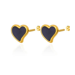 Gold Color Stainless Steel Heart Shaped Set Zircon Stud Earrings for Women Delicate Hoops Earring Wedding Party Jewelry Gifts - SHOWLU FASHION STORE