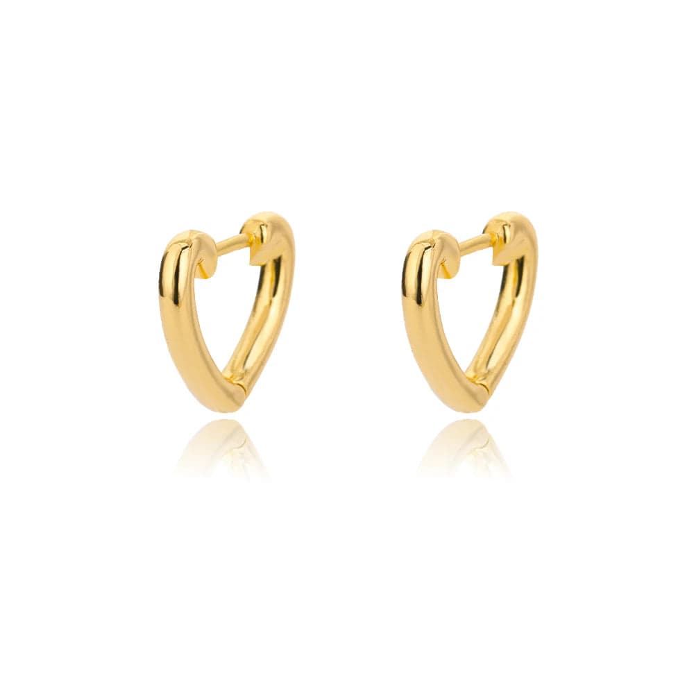 Gold Color Stainless Steel Heart Shaped Set Zircon Stud Earrings for Women Delicate Hoops Earring Wedding Party Jewelry Gifts - SHOWLU FASHION STORE