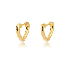 Gold Color Stainless Steel Heart Shaped Set Zircon Stud Earrings for Women Delicate Hoops Earring Wedding Party Jewelry Gifts - SHOWLU FASHION STORE