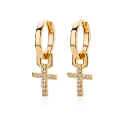 Gold Color Stainless Steel Heart Shaped Set Zircon Stud Earrings for Women Delicate Hoops Earring Wedding Party Jewelry Gifts - SHOWLU FASHION STORE