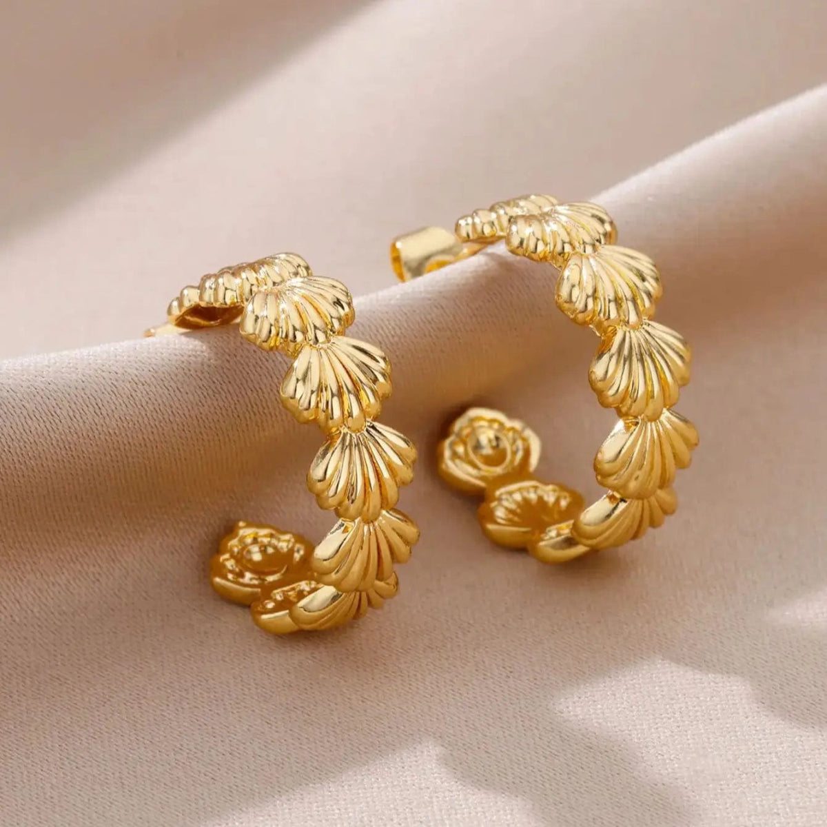 Gold Color Stainless Steel Heart Shaped Set Zircon Stud Earrings for Women Delicate Hoops Earring Wedding Party Jewelry Gifts - SHOWLU FASHION STORE