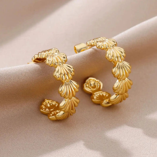 Gold Color Stainless Steel Heart Shaped Set Zircon Stud Earrings for Women Delicate Hoops Earring Wedding Party Jewelry Gifts - SHOWLU FASHION STORE