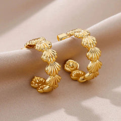 Gold Color Stainless Steel Heart Shaped Set Zircon Stud Earrings for Women Delicate Hoops Earring Wedding Party Jewelry Gifts - SHOWLU FASHION STORE