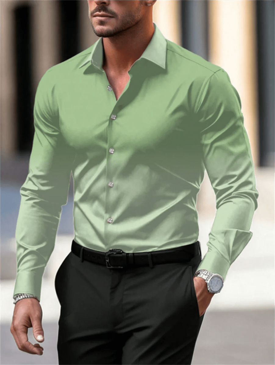 Gradient Color Long Sleeve Shirt Casual Breathable Men Shirt Lapel Large Size Men Clothing Fashion Button Design - SHOWLU FASHION STORE